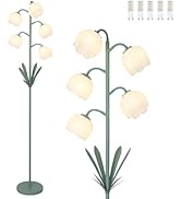 Artmooy 5-Lights Flower Floor Lamp with LED Blubs, Green Modern Floor Lamps for Living Room, Adju...