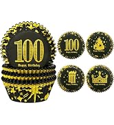 qiqee 100th Birthday Cupcake Liners 200PCS Muffin Liners 4 Designs Birthday Cupcake Papers Baking...