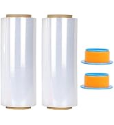 ROSEUP Clear Stretch Wrap Industrial Strength - Clear Plastic Cling, Stretch Film Rolls for Packa...