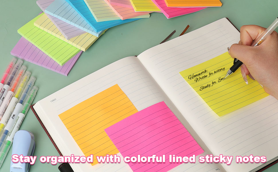 sticky notes with lines