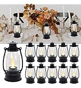 LLQ Small Lanterns Decorative for Indoors, 12Pcs Mini Lantern with Flicker Candles, Hanging Lante...