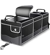 Trunk Organizer with Cooler, Collapsible Trunk Storage Container with Non Slip Bottom Strips, Lar...