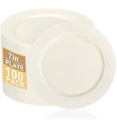 I00000 100 Pc Ivory Plastic Plates,7inch Cream Dessert Plates, Elegant Disposable Plates Perfect ...