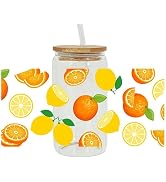Orange Fruit UV DTF Cup Wrap Transfer Sticker for 16OZ Glass Cups, UV DTF Waterproof Decals, Cup ...