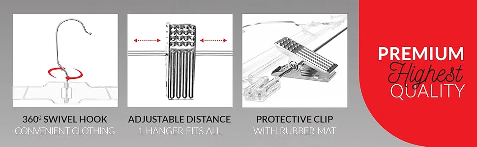 Clear pant hangers, hangers with clips, perchas con pinzas, pants hangers with clips, perchas par