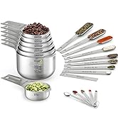 Wildone Measuring Cups & Spoons Set of 21 - Includes 7 Stainless Steel Nesting Measuring Cups, 8 ...