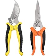 Taiss 2PCS Gardening Shears,Gardening Pruning Scissors,Straight Stainless Steel Blades/Curved Bla...