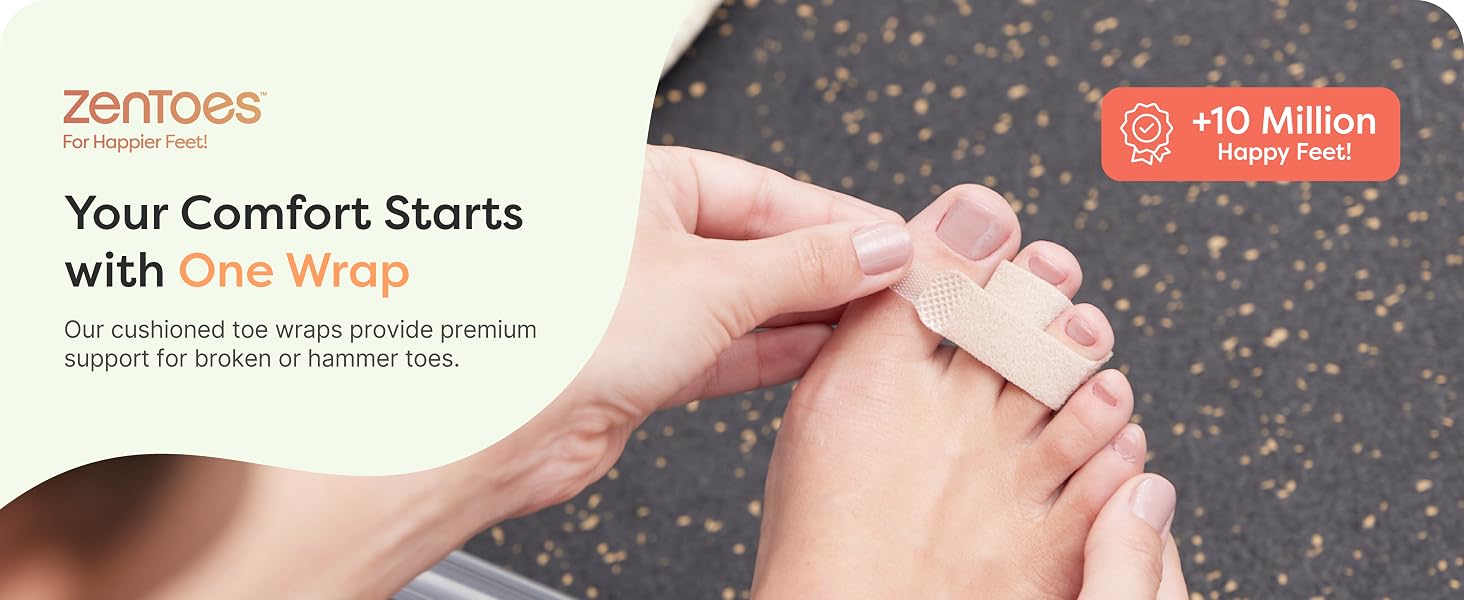 ZenToes Cushioned Fabric Toe Wraps for broken or Hammertoes
