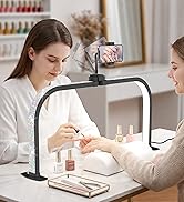 Half Moon Light for Nail Desk Larger Arch Nail Tech Light Foldable Desk Lamp with Phone Holder