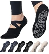 CoolMate Pilates Socks with Grips for Women, Yoga Socks, Crew Non Slip Women for Workout, Barre, ...