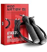 WOD Nation Attack Speed Jump Rope for Women & Men - Professional Skipping Rope for Exercise & Fit...