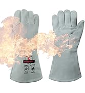 Intra-FIT 932?/500C Heat Resistant Welding gloves, Cowhide Oven Mitts for Fireplace,BBQ,Grill,Fur...