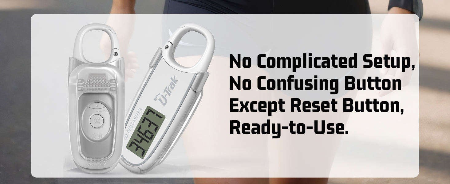 U-Trak 3D Pedometer for Walking with no complicated setup, ready to use