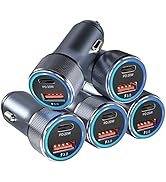 5 Pack USB C Car Charger, Bangfun 36W Dual USB Car Adapter Fast Charge PD&QC 3.0 Cigarette Lighte...