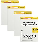 Post-it Super Sticky Easel Pad, 25 in x 30 in, White, 30 Sheets/Pad, 4 Pads/Pack, Great for Virtu...