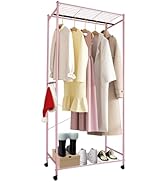 fusehome Clothes Rack for Hanging Clothes, Rolling Garment Rack, Clothes Rack with Wheels, Clothe...