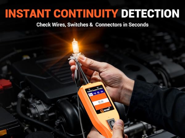 Automotive continuity checker used to verify wire, switch and connector circuits during quick tests