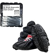 GSD Brand 100 Pack Extra Large Black Disposable Non-Slip Boot & Shoe Covers. Water Resistant Indo...