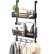 HapiRm Over The Door Hooks with 9 Hooks and 2 Baskets, Rustproof & Waterproof 304 Stainless Steel...