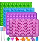 Sakolla Gummy Candy Molds Silicone with 2 Droppers Pack of 4 Mini Silicone Molds Including Dinosa...