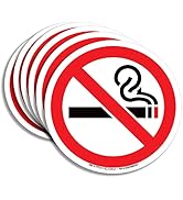 "No Smoking" Sign Sticker for House, Home & Business – 6 Pack 5x5 inch – Premium Self-Adhesive Vi...