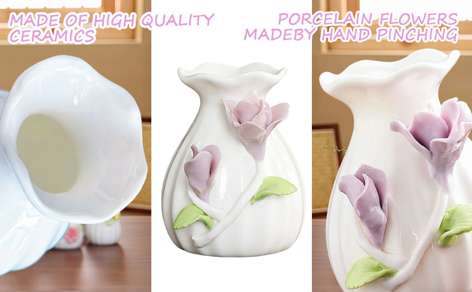 3D flower ceramic vase coffee table decor unique hand pinched flower vase bedroom decor