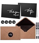 MEIRUBY Thank You Cards with Envelopes and Stickers, 100 Black, Suitable for All Occasions, Gel P...