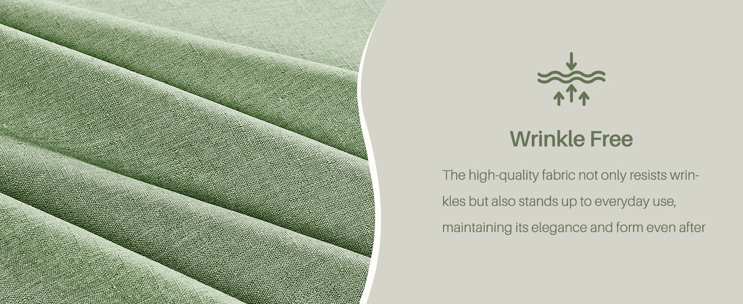 IVAPUPU Textured Linen Rectangle Table Cloth, Sage Green