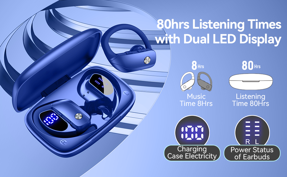 80hrs Listening Times with Dual LED Display