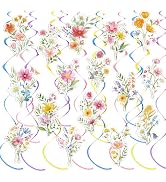 36 Pcs Wildflower Hanging Swirl Decorations Flower Birthday Decorations Floral Hanging Swirls Wil...