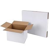CRUGLA 8x6x6 White Shipping Boxes Set of 6, White Corrugated Cardboard Boxes for Small Business S...