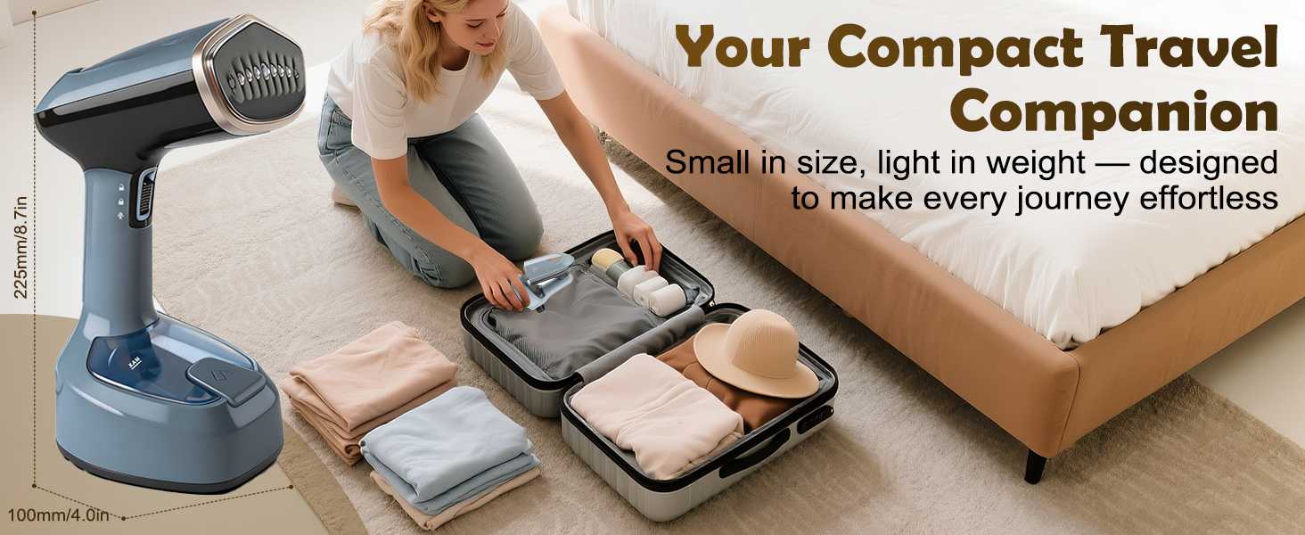 Travel-Friendly Compact Steamer – Lightweight, Space-Saving Size Fits Easily in Any Luggage