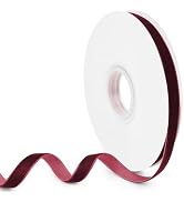 HimBen Wine Red Velvet Ribbon, 3/8 inch 10 Yards Vintage Velvet Ribbons Perfect for Christmas Tre...