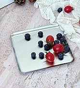 VCREATC Small Stainless Steel Tray, 7.8 Inch Square Silver Metal Tray for Bathroom Counter Vanity...