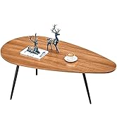 SAYGOER Mid Century Modern Coffee Table for Living Room Rustic Oval Coffee Table Small Retro Acce...
