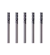 Carbide Square End Mill - 4 Flute - 1/8"4T (5 Piece, 1/8") - for Milling Alloy Steels, Hardened S...