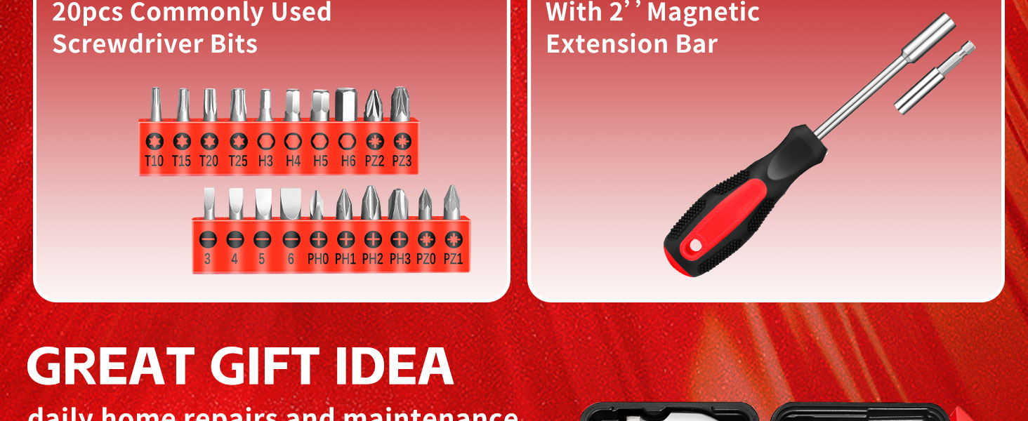 Household Tool Set, General Household Hand Tool Kit with Plastic Toolbox Storage Case