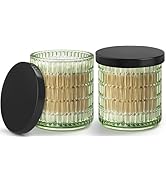 2 Pack Qtip Holder for Bathroom, Glass Apothecary Jars with Lids, Bathroom Canisters for Cotton B...