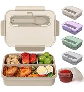 Caperci Bento Box Adult - 50 oz Large Lunch Containers for Adults and Teens, 4-Compartment Bento ...