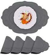 yuuzue Silicone Placemats Set of 4, Oval Table Placemats Heat Resistant Waterproof Wipeable Non-S...