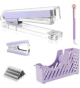 Creechwa Purple Desk Accessory Kit, Acrylic Stapler Set, Office Supplies Set for Women and Studen...
