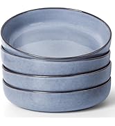Herogo Pasta Bowls Set of 4, Stoneware Large Wide Shallow Plates and Bowls Sets, 37oz Serving for...