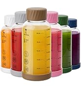 Sursip Glass Juice Bottles 6 Pack 12 oz – Borosilicate Glass Bottles with Lids – Heat-Resistant, ...