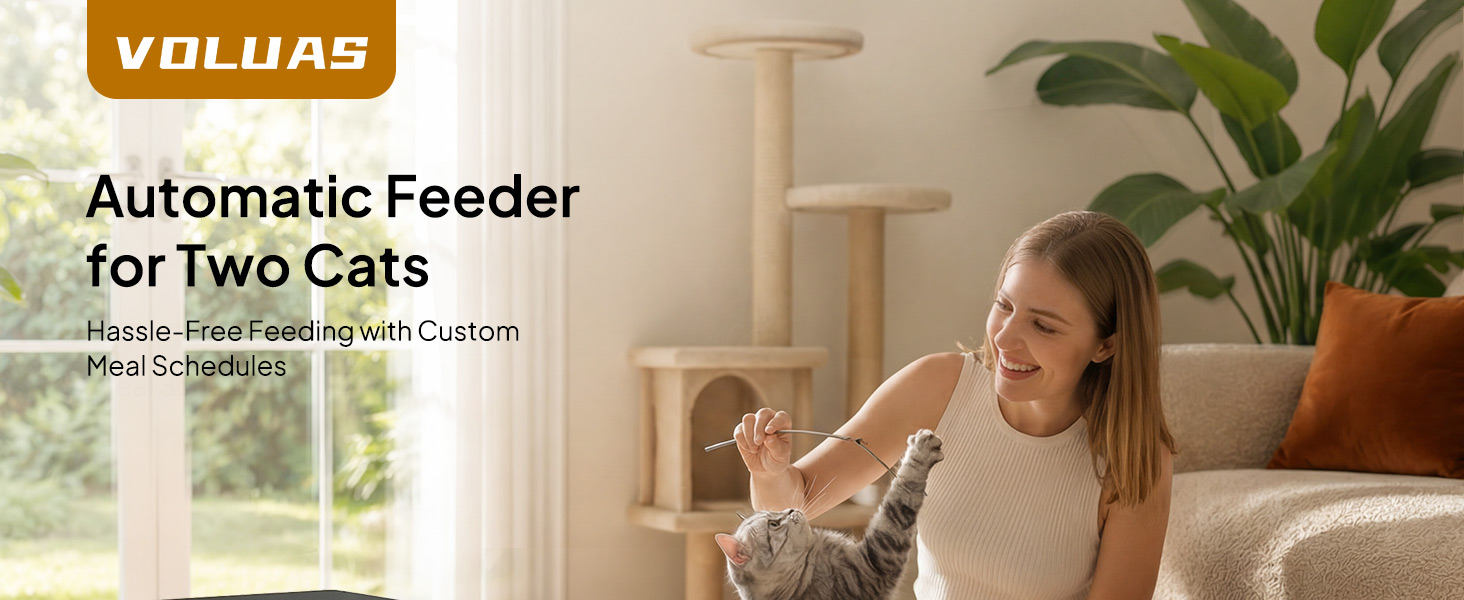 Voluas Automatic Cat Feeder for Two Cats