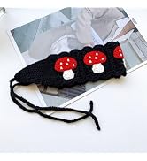 DPWOUM Black Hairband,Women Crochet Mushroom Pattern Hairband Crochet Bandana Head Kerchief Scarf...