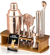 KITESSENSU Cocktail Shaker Set Bartender Kit with Stand - Drink Mixer Bar Set with All Essential ...