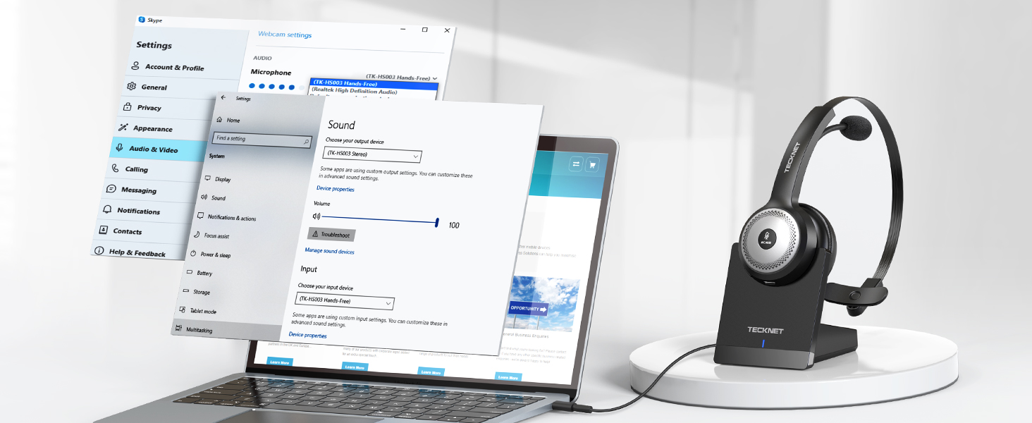 wireless headset with microphone for pc