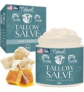 Beef Tallow Salve – All Natural Grass Fed Beef Tallow & Honey All Purpose Balm – Moisturizing Bod...