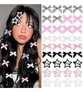 STGDAK 36 Pcs Star Hair Clips Pink Mini Hair Bow Clips Cute Satin Ribbon Alligator Clip Hair Bow ...