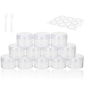 15 Grams Small Plastic Jars with Lids, 12 Pack Travel Cosmetic Containers, Empty Sample Jars with...